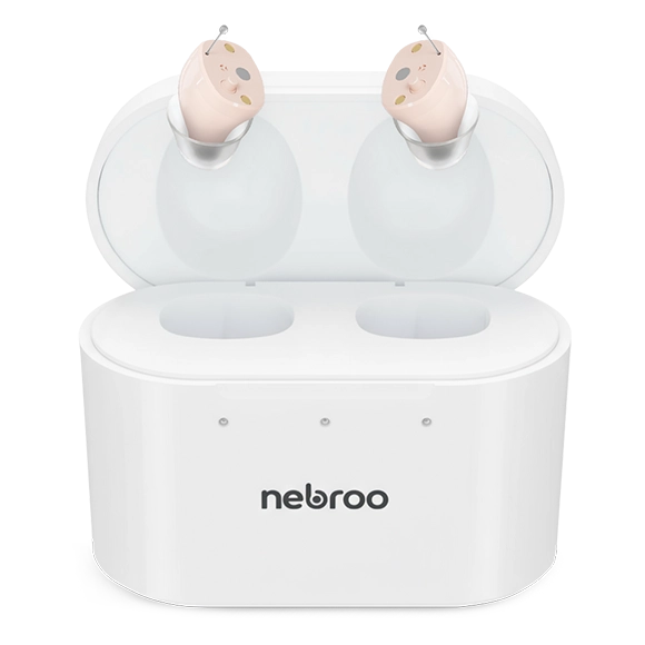 Nebroo PRO 3.0 rechargeable hearing aids with charging case